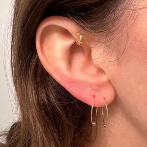 ERTH Gold Ball Sleeper Hoops Pair 14k Gold